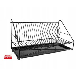 SUSZARKA DO NACZYŃ 1-POZIOMOWA 60CM CZARNA Z TACKĄ
