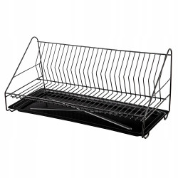SUSZARKA DO NACZYŃ 1-POZIOMOWA 60CM CZARNA Z TACKĄ