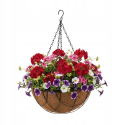WISZĄCA DONICZKA Z WKŁADKĄ Z WŁÓKNA KOKOSOWEGO 30,5x13cm DO PELARGONII