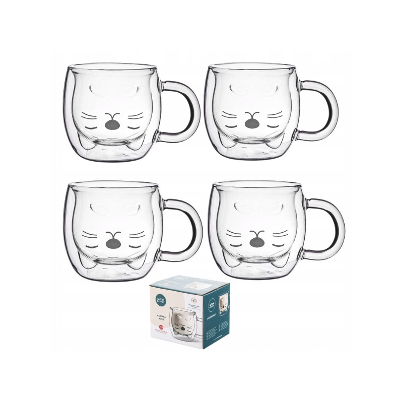 Szklanka termiczna z podwójną ścianką do mleka soku kawy Kotek Andrea 260ml