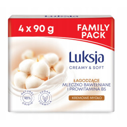 Luksja kremowe mydło w kostce mleczko bawełniane i prowitamina B5 4x90g