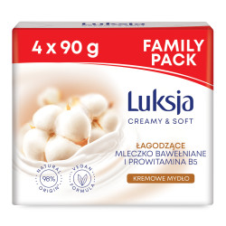 Luksja kremowe mydło w kostce mleczko bawełniane i prowitamina B5 4x90g