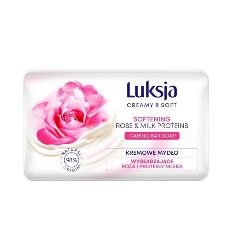 Luksja Creamy & Soft Kremowe Mydło Wygładzające Róża i Proteiny Mleka 90G