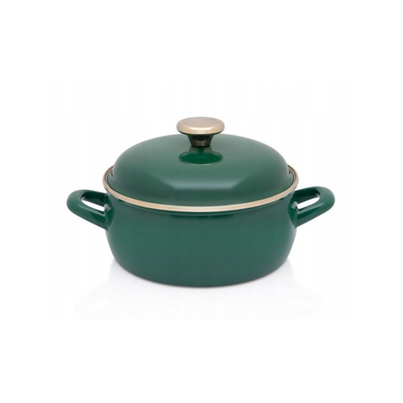 Garnek emaliowany Metalac 20 cm niski 2,9l DARK GREEN