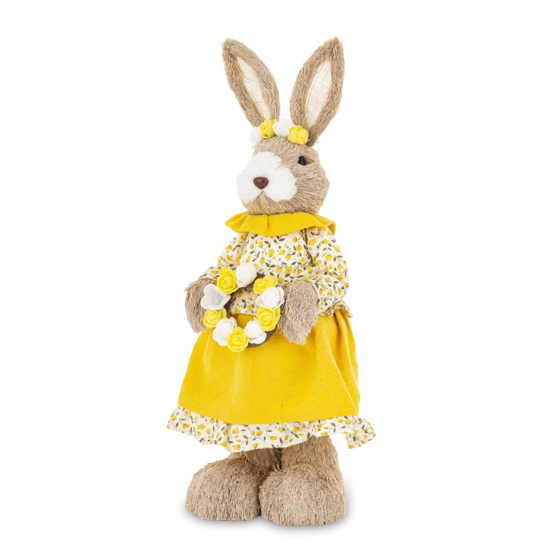 Zając z Wiankiem Figurka Wielkanocna Ozdoba IMITACJA SŁOMY 44cm