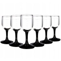 KOMPLET 6 KIELISZKÓW DO WÓDKI 35ML CZARNA NÓŻKA ONYX
