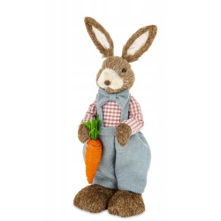 Zając Ogrodnik z Marchewką Ozdoba Wielkanocna Figurka IMITACJA SŁOMY 45cm