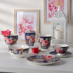 Filiżanka do kawy herbaty ze spodkiem porcelanowa Altom Design Róża 220 ml
