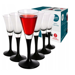 KIELISZKI DO LIKIERU NALEWEK WÓDKI 50ML 6SZT CZARNA NÓŻKA ONYX
