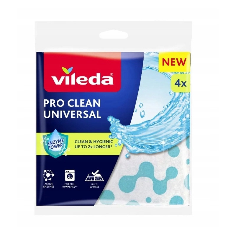 Vileda Ściereczka Uniwersalna z Enzymami Pro Clean 4 sztuki