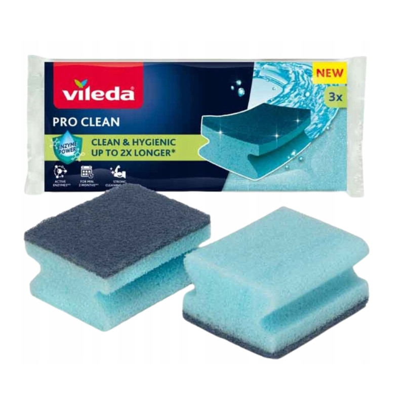 Vileda Zmywak Kuchenny Vileda z Enzymami Profilowany Pro Clean 3 szt