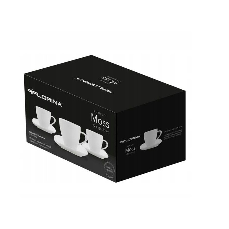 Komplet filiżanek do kawy ze spodkami 300 ml 12 el. 6 osób Florina Moss