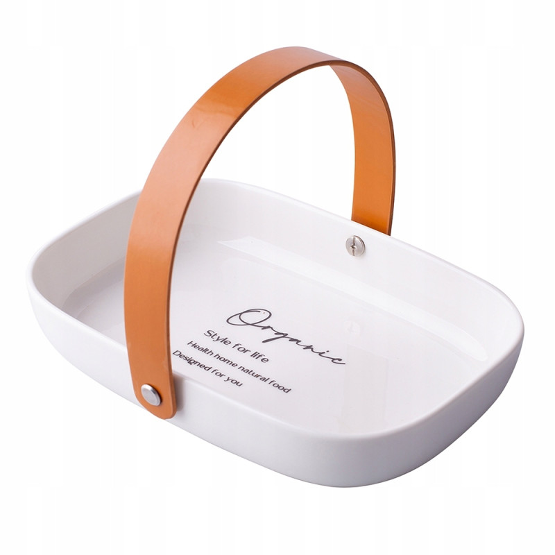 Półmisek owalny ze skórzaną rączką Naczynie porcelanowe Altom 14x20 cm