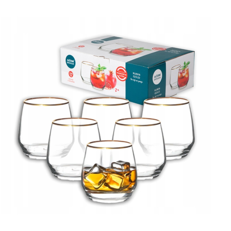 Szklanki do whisky drinków soku Altom Design Rubin Gold 370 ml 6 sztuk
