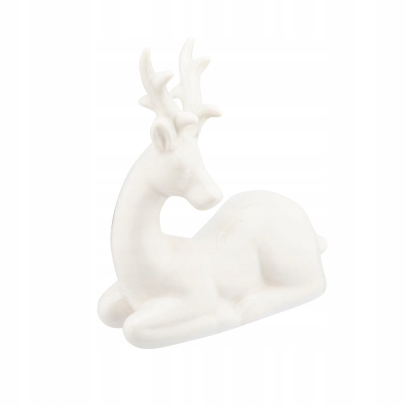 FIGURKA PORCELANOWY RENIFER 11X5X12.5 CM BIAŁY
