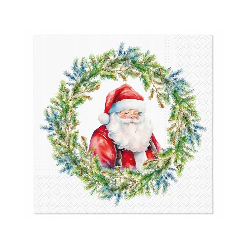Świąteczne serwetki 33×33 cm - Motyw Joyful Claus, 20 szt.