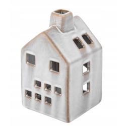 Świecznik porcelanowy świąteczny na tealight Domek szary 7X7X11.5 CM