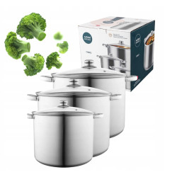 Komplet garnków stal nierdzewna duże garnki Altom Design Fabio 10,5/12,5/15