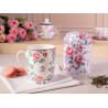 ZESTAW PREZENTOWY KUBEK PORCELANOWY 300ML JASNY Z PUSZKĄ 9 X 11.5CM