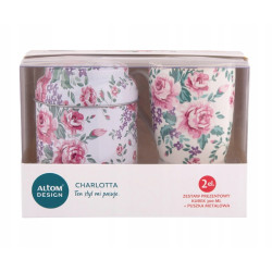 ZESTAW PREZENTOWY KUBEK PORCELANOWY 300ML JASNY Z PUSZKĄ 9 X 11.5CM