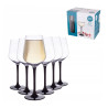 KOMPLET 6 KIELISZKÓW WINO BIAŁE CZARNA NÓŻKA 290ML
