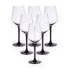 KOMPLET 6 KIELISZKÓW WINO BIAŁE CZARNA NÓŻKA 290ML