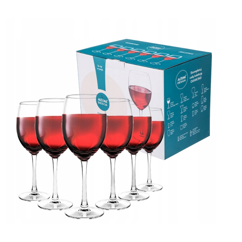 Kieliszki do wina czerwonego Diamond 330 ml komplet 6 szt.