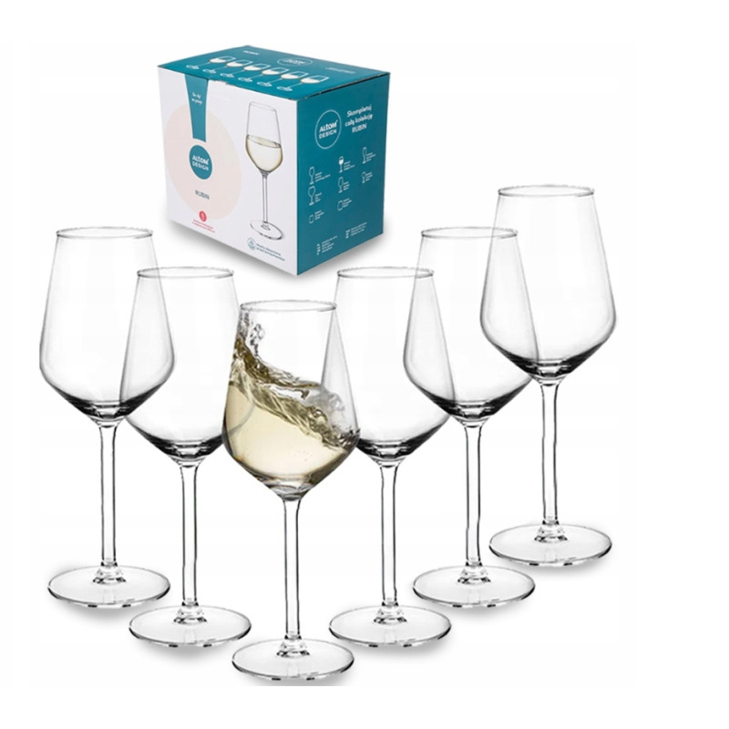 Kieliszki komplet do wina białego Altom Design Rubin 370 ml 6 sztuk