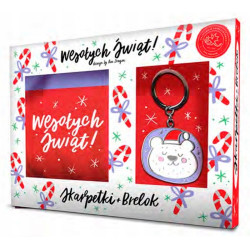 SKARPETKI ŚWIĄTECZNE Z BRELOCZKIEM WESOŁYCH ŚWIĄT