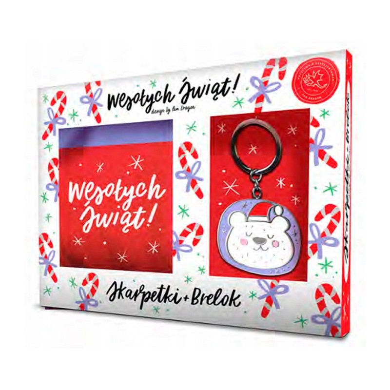 SKARPETKI ŚWIĄTECZNE Z BRELOCZKIEM WESOŁYCH ŚWIĄT