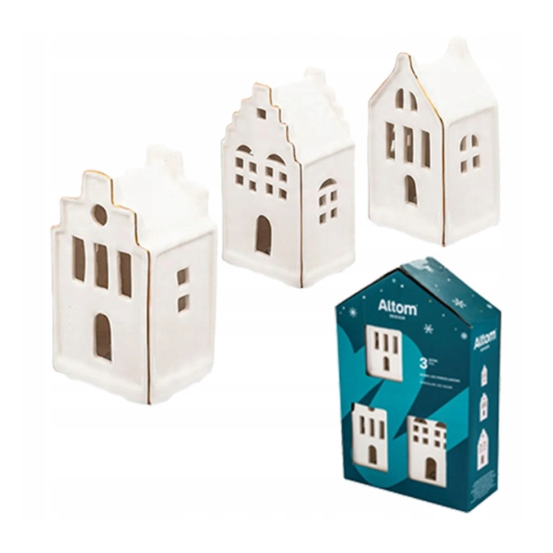 Świąteczne figurki Domek Led Zestaw 3 sztuki Altom Design Prezent Mikołajki