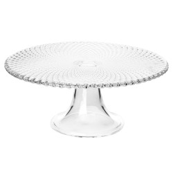Patera szklana z podstawą na ciasto i tort elegancka Edwanex Karo 28 cm