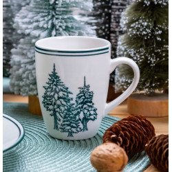 Kubek świąteczny porcelanowy Altom Design Szmaragdowy Las 320 ml