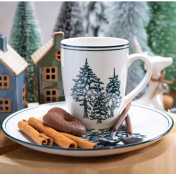 Kubek świąteczny porcelanowy Altom Design Szmaragdowy Las 320 ml