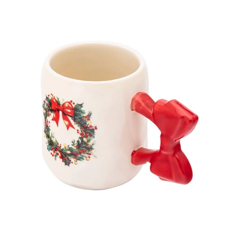 Kubek świąteczny porcelanowy z ozdobnym uchem Altom Design Wianek 420 ml