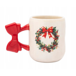 Kubek świąteczny porcelanowy z ozdobnym uchem Altom Design Wianek 420 ml