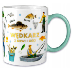 KUBEK NA PREZENT DLA WĘDKARZA WĘDKI RYBY RYBAK WĘDKARZ Z KRWI I OŚCI