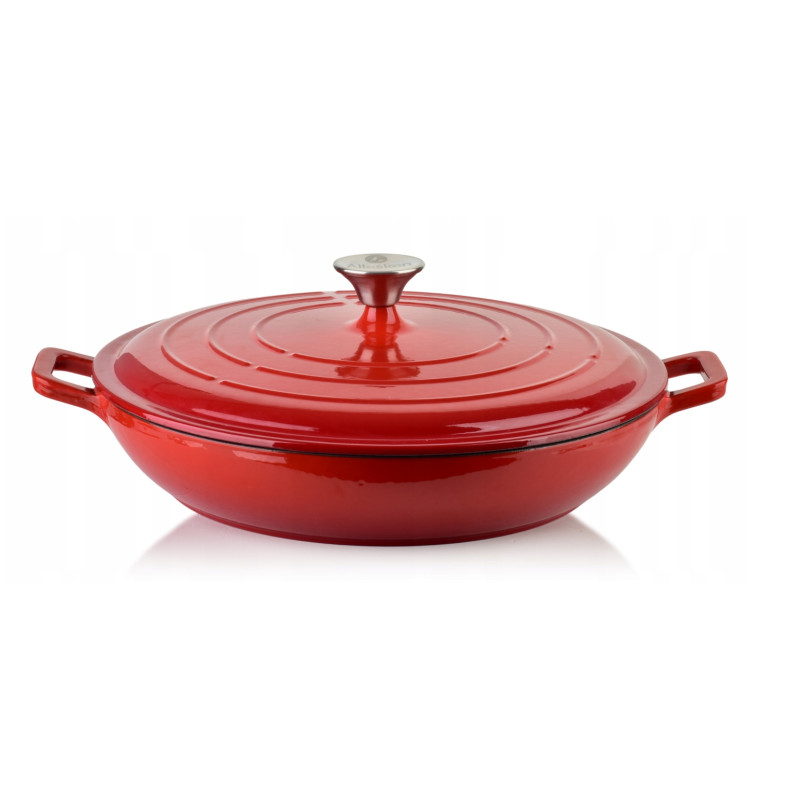 RODELUXE BRYTFANNA ŻELIWNA NISKA 31CM CZERWONA 2,8L GĘSIARKA