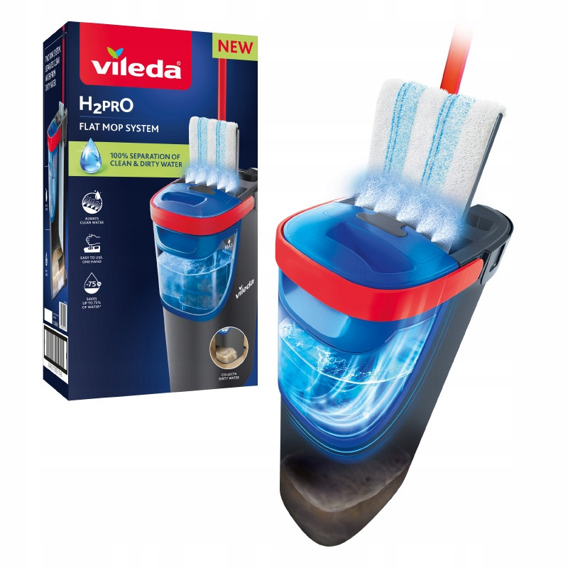 MOP PŁASKI VILEDA H2PRO ZAWSZE CZYSTA WODA ZESTAW MOP Z WIADREM