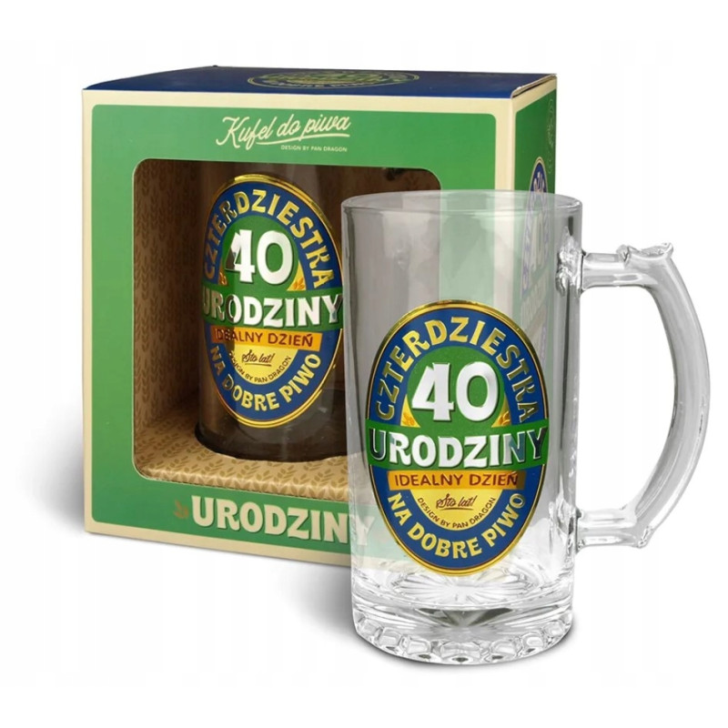 KUFEL DO PIWA NA 40STKĘ 40 URODZINY IDEALNY DZIEŃ NA DOBRE PIWO