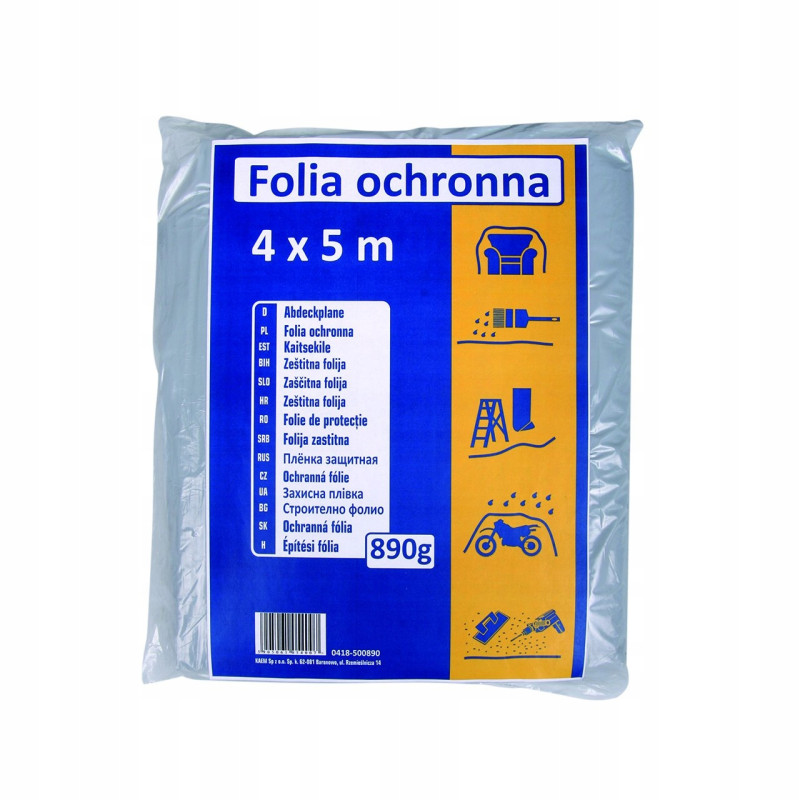 Folia ochronna budowlana gruba 4 x 5 m 890 g regranulat