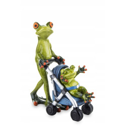 Figurka Żaba z dzieckiem na spacerze H: 16cm