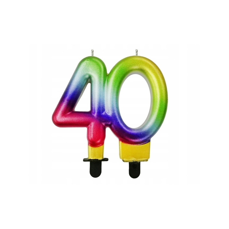 ŚWIECZKA NA TORT TĘCZOWA 40 LAT