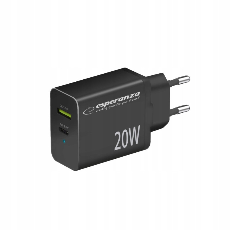 ŁADOWARKA 20W USB-C QC 3.0 CZARNA