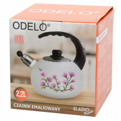 Czajnik 2,2 L EMALIOWANY INDUKCJA GAZ ELADIO FLOWERS MAGNOLIA