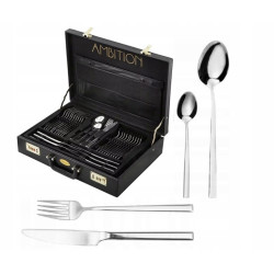 AMBITION COMO SZTUĆCE 72 el. WALIZKA KOMPLET Z ELEMENTAMI DO SERWOWANIA