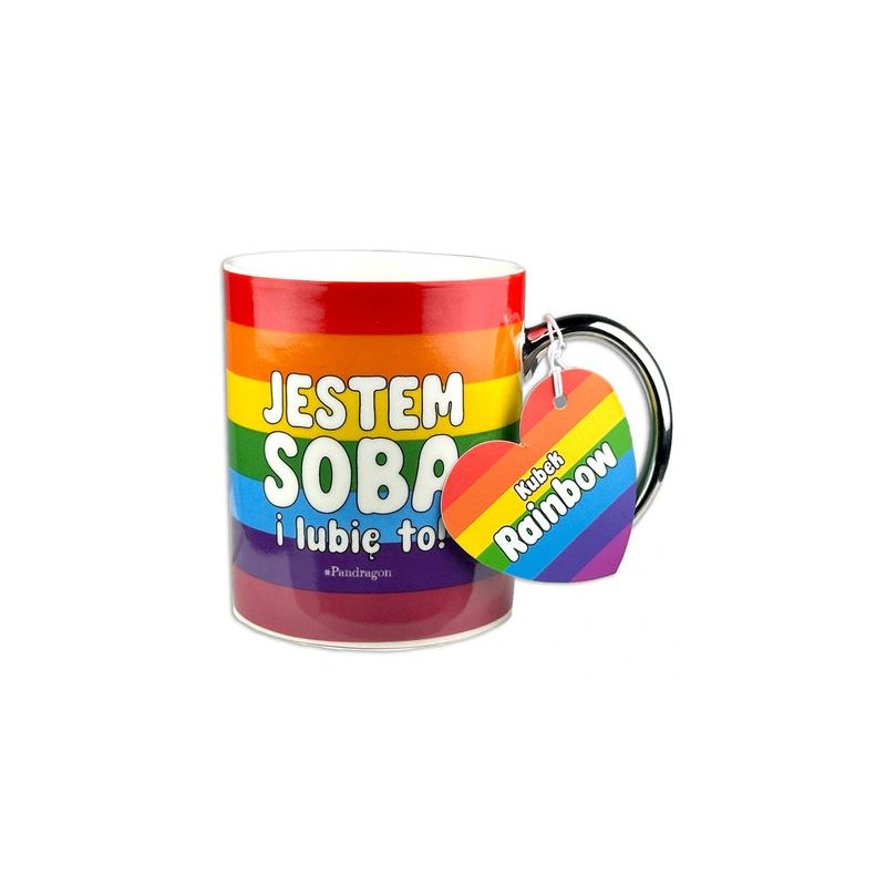TĘCZOWY KUBEK RAINBOW JESTEM SOBĄ I LUBIĘ TĘCZOWA FLAGA