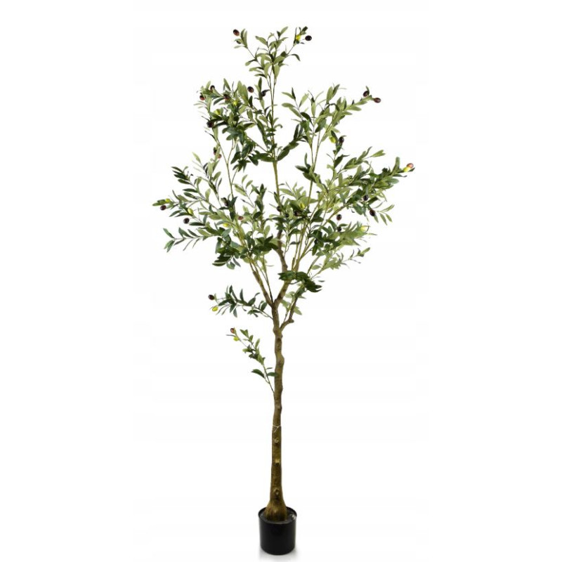 Sztuczne drzewko oliwne Kwiat 180cm, doniczka 15cm, zielone oliwki dekor