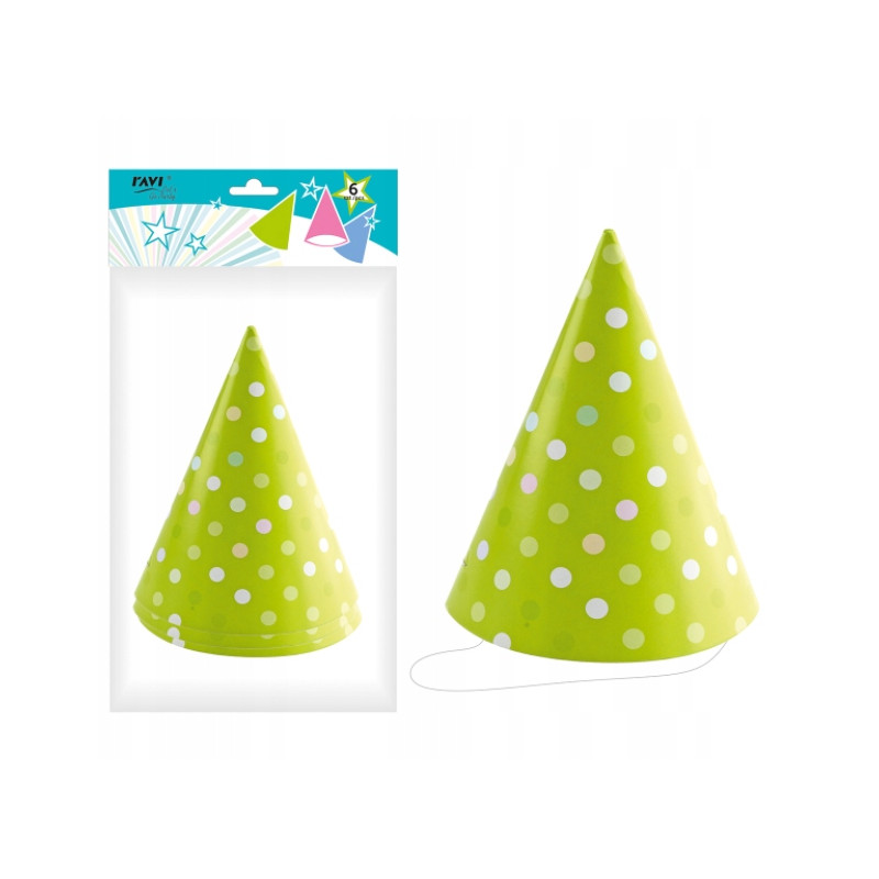 Czapeczki papierowe GREEN DOTS 6 szt.