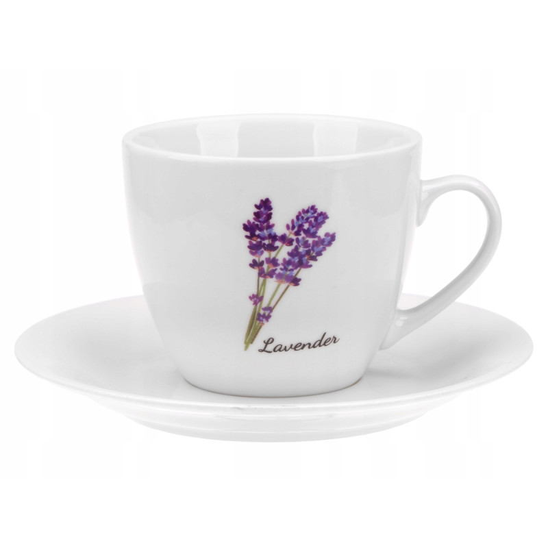 Filiżanka i spodek PROWANSJA 200ml z porcelany New Bone 81472 wz. Lavender